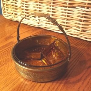 Antique relish dish with carrier